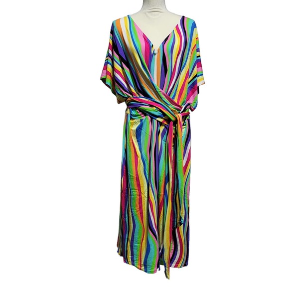 Eloquii Dresses & Skirts - Eloquii Wraparound Dress Midi Colorblock NWT